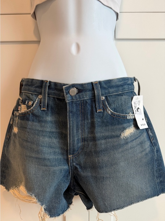 Ag Adriano Goldschmied Pants - AG Alexxis High Rise Wedgie Distressed Shorts Womens 26R Medium Wash Raw Hem